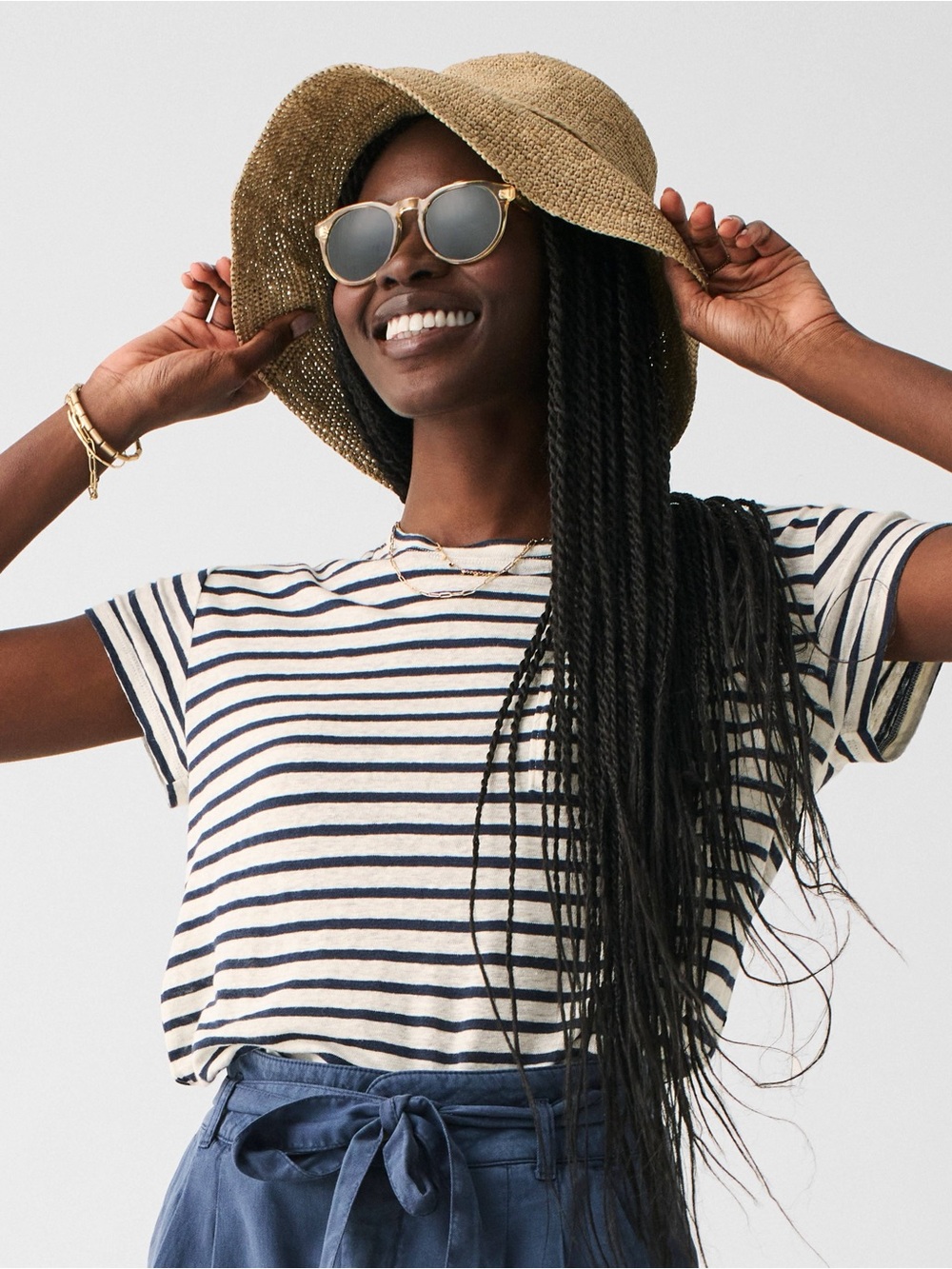 Faherty Sonoma Linen Pocket Tee Stripe XS